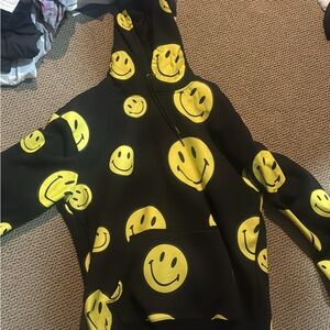Black and Yellow Smiley Face Hoodie